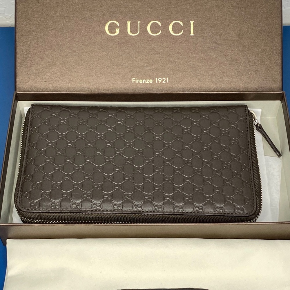 Gucci GG Logo Leather Zip Round Continental Wallet - Picture 10 of 11